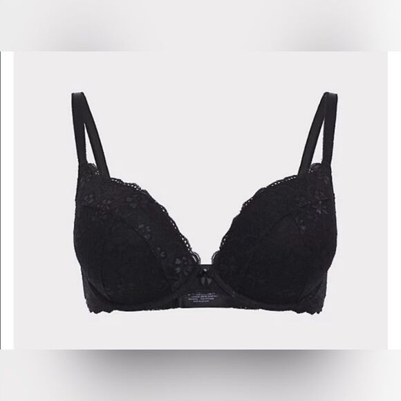 NWT Torrid Plunge Push-Up Lace Straight Back Bra Black Size 38DDD Convertible - Picture 3 of 5